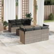 Set Divani da Giardino 7pz con Cuscini Grigio Chiaro Polyrattan