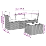 Set Divano da Giardino 4pz con Cuscini Grigio Chiaro Polyrattan