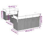 Set Divano da Giardino 6 pz con Cuscini Beige in Polyrattan