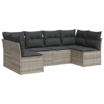 Set Divano da Giardino 6pz con Cuscini Grigio Chiaro Polyrattan