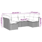 Set Divano da Giardino 6pz con Cuscini Grigio Chiaro Polyrattan