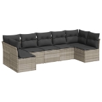 Set Divani da Giardino 7pz con Cuscini Grigio Chiaro Polyrattan