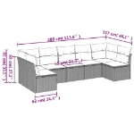 Set Divani da Giardino 7pz con Cuscini Grigio Chiaro Polyrattan
