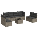 Set Divano da Giardino 9 pz con Cuscini Grigio in Polyrattan