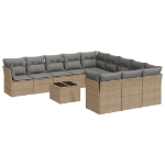 Set Divani da Giardino 12 pz con Cuscini Beige in Polyrattan