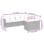 Set Divano da Giardino 8 pz con Cuscini Beige in Polyrattan
