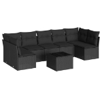 Set Divani da Giardino con Cuscini 8 pz Nero in Polyrattan