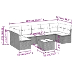 Set Divani da Giardino con Cuscini 8 pz Nero in Polyrattan