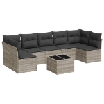 Set Divano da Giardino 8pz con Cuscini Grigio Chiaro Polyrattan