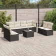 Set Divani da Giardino 9 pz con Cuscini Nero in Polyrattan