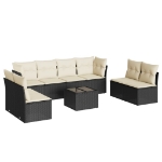 Set Divani da Giardino 9 pz con Cuscini Nero in Polyrattan