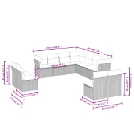 Set Divani da Giardino 11 pz con Cuscini in Polyrattan Grigio