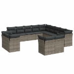 Set Divani da Giardino 13 pz con Cuscini Grigio in Polyrattan