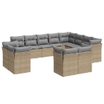 Set Divani da Giardino 12 pz con Cuscini Beige in Polyrattan