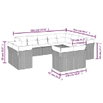 Set Divani da Giardino 12 pz con Cuscini Beige in Polyrattan