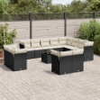 Set Divani da Giardino 13pz con Cuscini Nero in Polyrattan