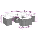 Set Divani da Giardino 13pz con Cuscini Nero in Polyrattan