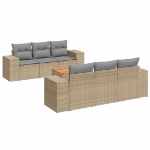 Set Divani da Giardino 7 pz con Cuscini Beige in Polyrattan