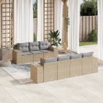 Set Divano da Giardino 8 pz con Cuscini Beige in Polyrattan