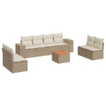 Set Divano da Giardino 9 pz con Cuscini Beige in Polyrattan