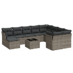 Set Divani da Giardino 11 pz con Cuscini in Polyrattan Grigio