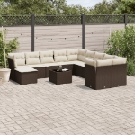 Set Divani da Giardino 12 pz con Cuscini Marrone in Polyrattan