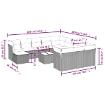 Set Divani da Giardino 13pz con Cuscini Nero in Polyrattan