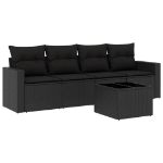 Set Divani da Giardino 5 pz con Cuscini in Polyrattan Nero