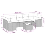 Set Divano da Giardino 8pz con Cuscini Grigio Chiaro Polyrattan