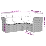 Set Divano da Giardino 4 pz con Cuscini Beige in Polyrattan