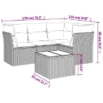 Set Divano da Giardino 5 pz con Cuscini Marrone in Polyrattan