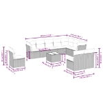 Set Divani da Giardino 11 pz con Cuscini in Polyrattan Nero