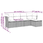 Set Divano da Giardino 5 pz con Cuscini Beige in Polyrattan