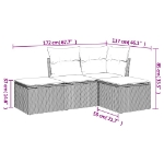 Set Divani da Giardino 4 pz con Cuscini in Polyrattan Grigio