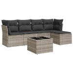 Set Divano da Giardino 6pz con Cuscini Grigio Chiaro Polyrattan