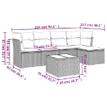 Set Divano da Giardino 6pz con Cuscini Grigio Chiaro Polyrattan