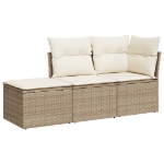 Set Divano da Giardino 3 pz con Cuscini Beige in Polyrattan