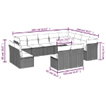 Set Divani da Giardino 12 pz con Cuscini Beige in Polyrattan