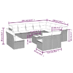 Set Divani da Giardino 13pz con Cuscini Nero in Polyrattan
