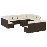 Set Divani da Giardino 14pz con Cuscini in Polyrattan Marrone