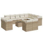 Set Divano da Giardino 13 pz con Cuscini Beige in Polyrattan