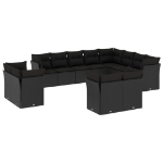 Set Divani da Giardino 12 pz con Cuscini Nero in Polyrattan