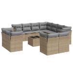 Set Divani da Giardino 12 pz con Cuscini Beige in Polyrattan