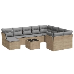 Set Divani da Giardino 11 pz con Cuscini Beige in Polyrattan