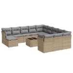Set Divano da Giardino 13 pz con Cuscini Beige in Polyrattan