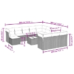 Set Divano da Giardino 13 pz con Cuscini Beige in Polyrattan