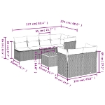Set Divani da Giardino con Cuscini 8 pz Nero in Polyrattan