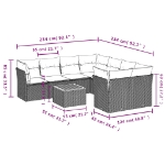 Set Divani da Giardino 9 pz con Cuscini Nero in Polyrattan