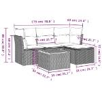 Set Divano da Giardino 5 pz con Cuscini Grigio in Polyrattan