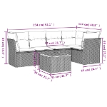 Set Divano da Giardino 6 pz con Cuscini Nero in Polyrattan